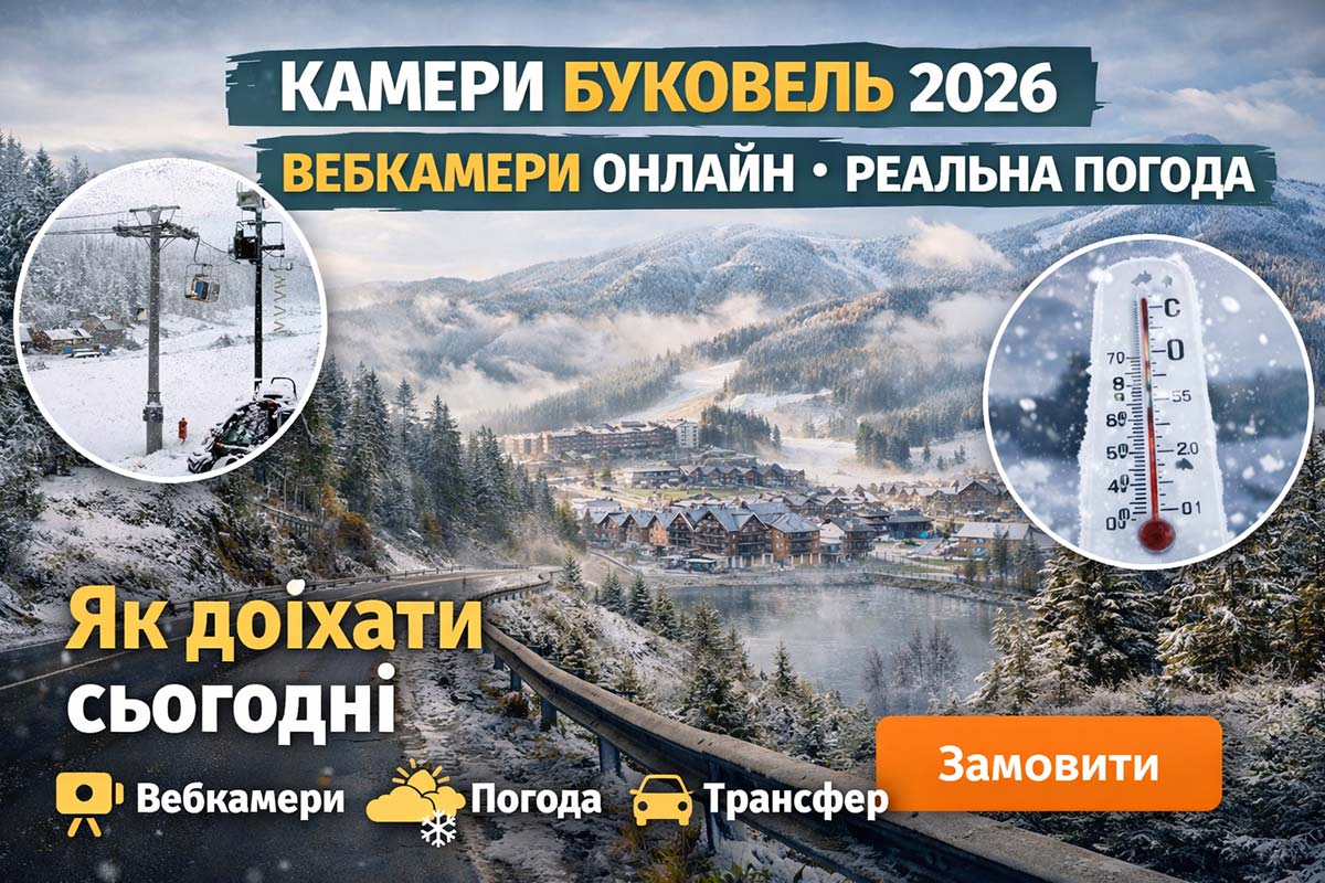 Вебкамери Буковеля 2026 онлайн: реальна погода на курорті, видимість і планування поїздки з трансфером