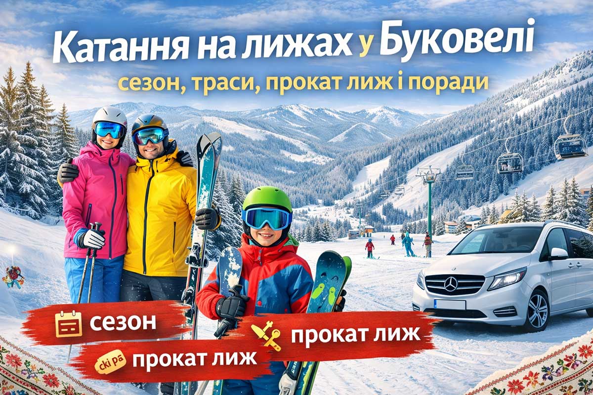 Катання на лижах у Буковелі: сім’я на схилі, підйомники та зимові Карпати, прокат лиж і сезон